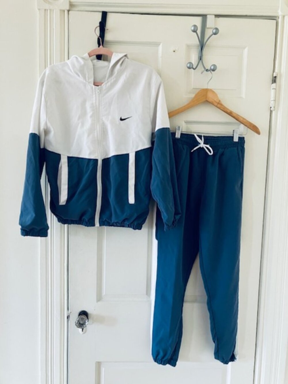 UNISEX Vintage Nike 90's Retro 90's Colorblock Tracksuit Smoke Blue & Wht EUC